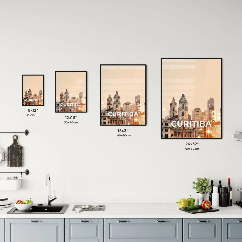 Curitiba City Skyline Nightlights Poster Office Art
