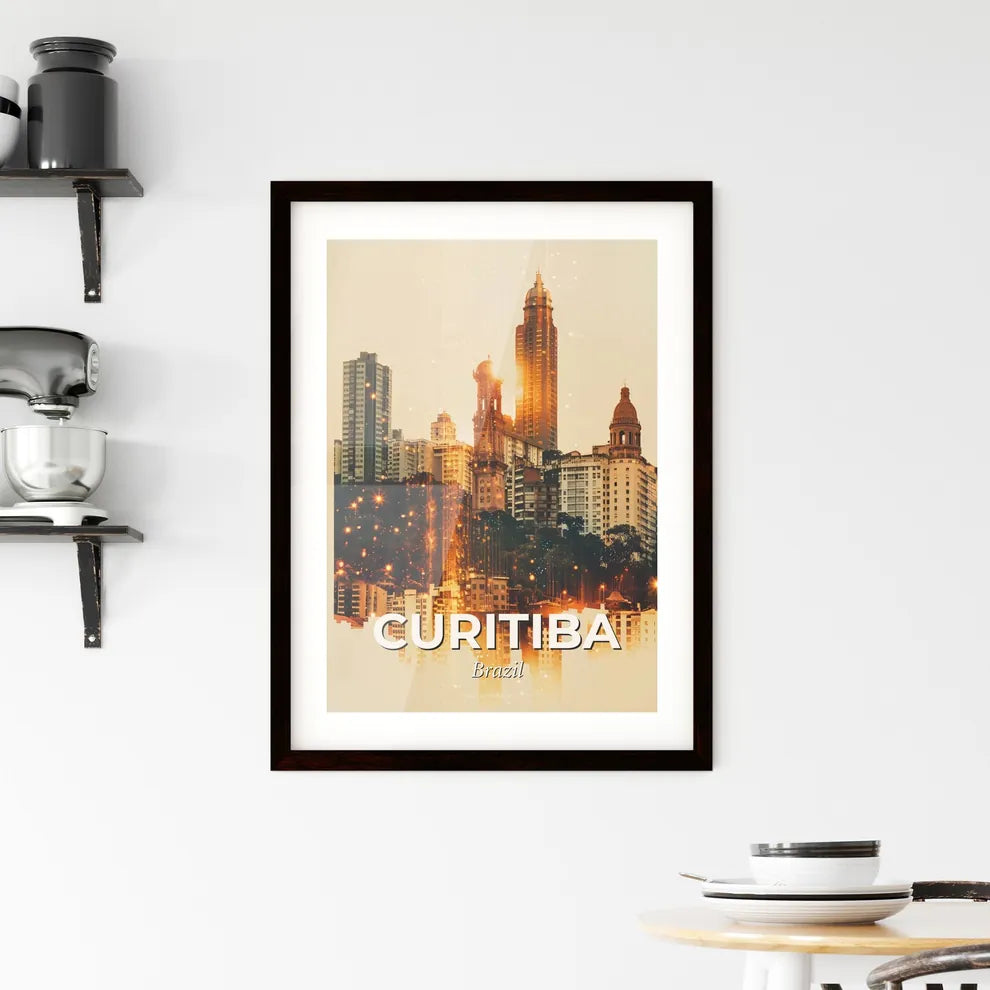 Curitiba Skyline Composite Art Poster Framed Print