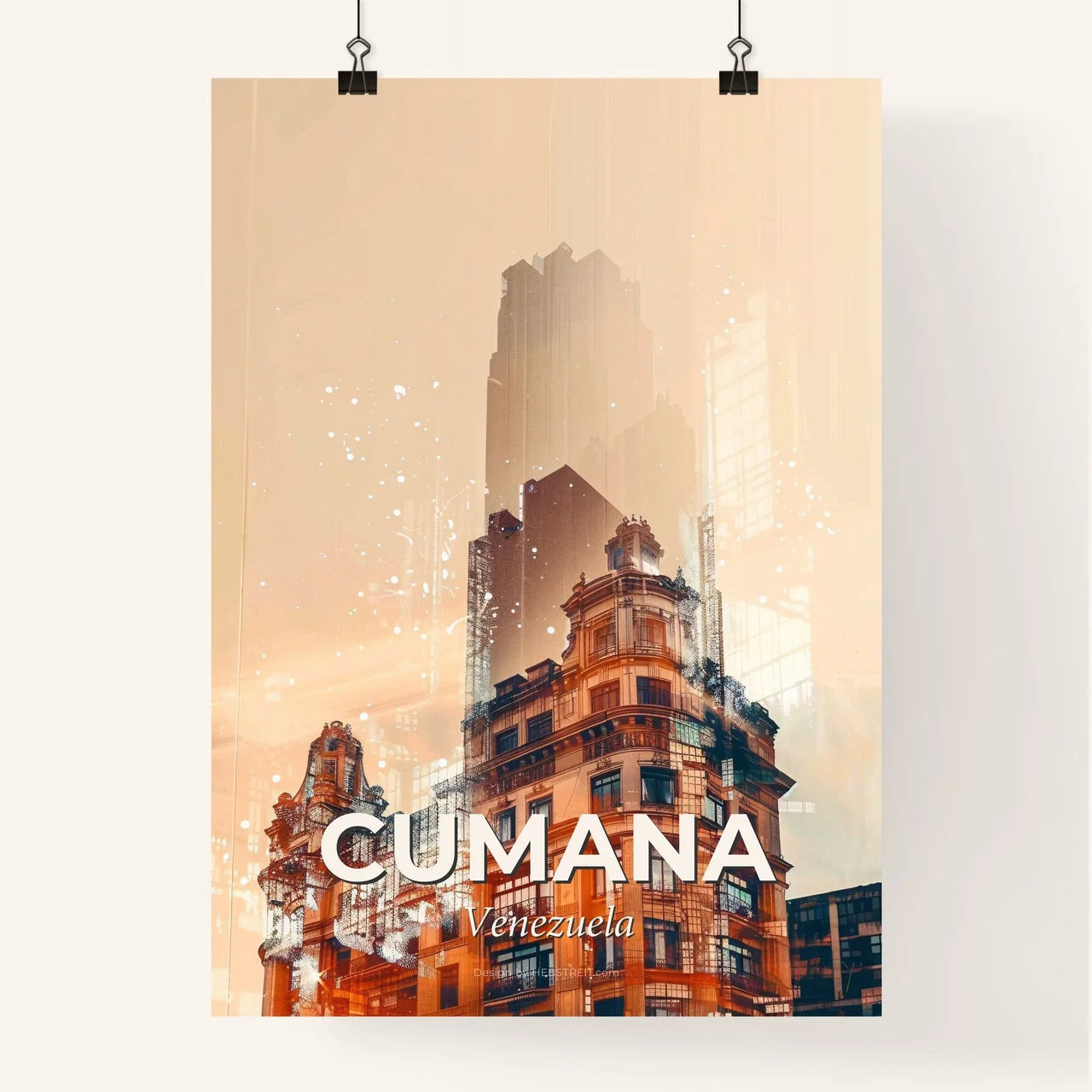 Cumana Skyline Sunset Composite Architectural Icons Poster