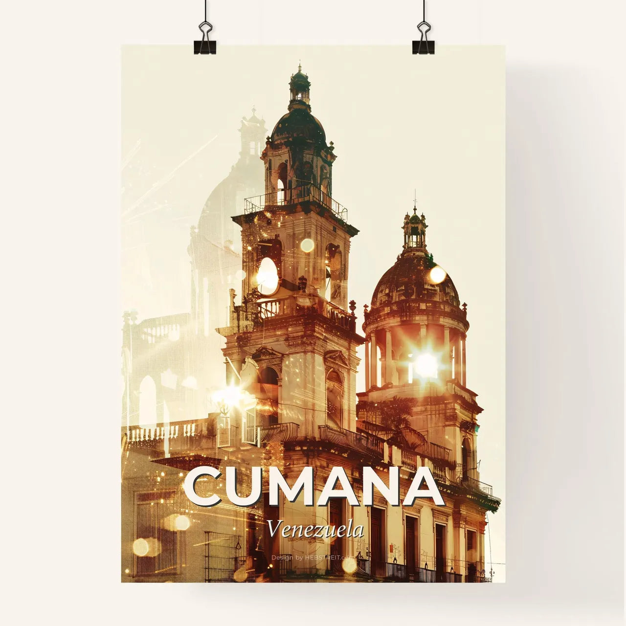 Cumana Venezuela Skyline Double Exposure Art Poster