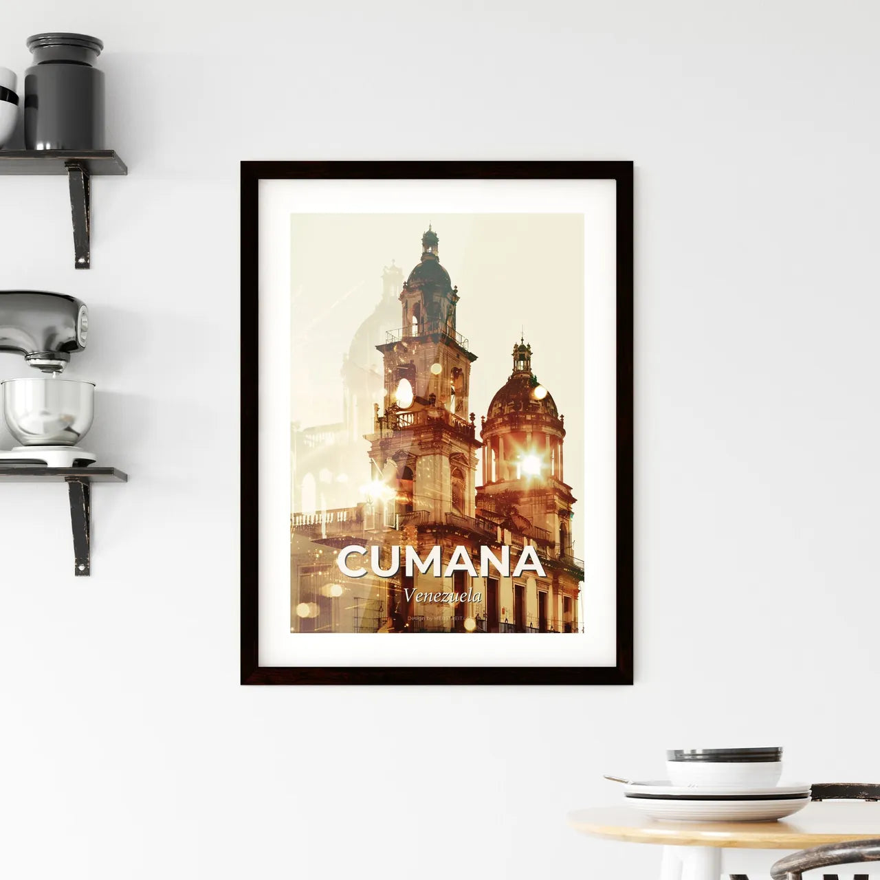 Cumana Venezuela Skyline Double Exposure Art Framed Print