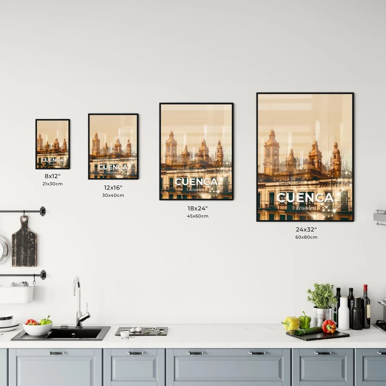 Cuenca Skyline: Local Icons in Double Exposure Office Art