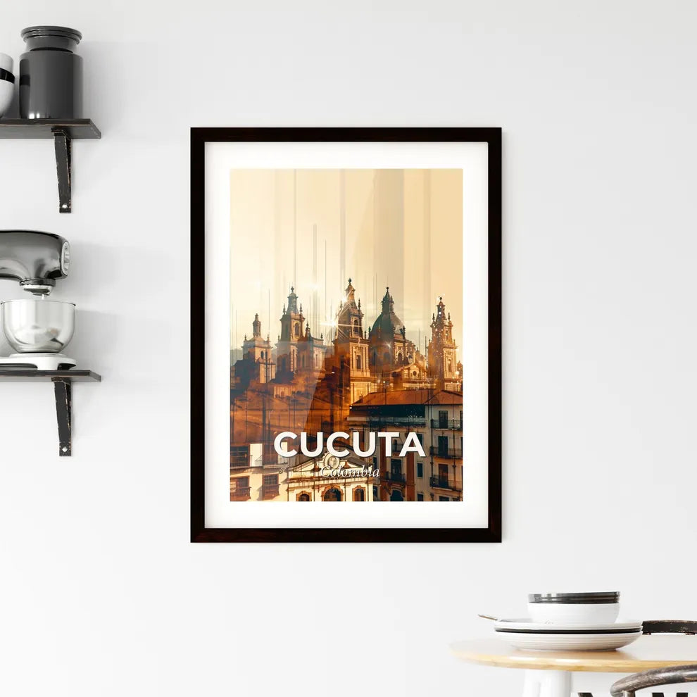 Cucuta Cityscape Art Deco Poster Framed Print