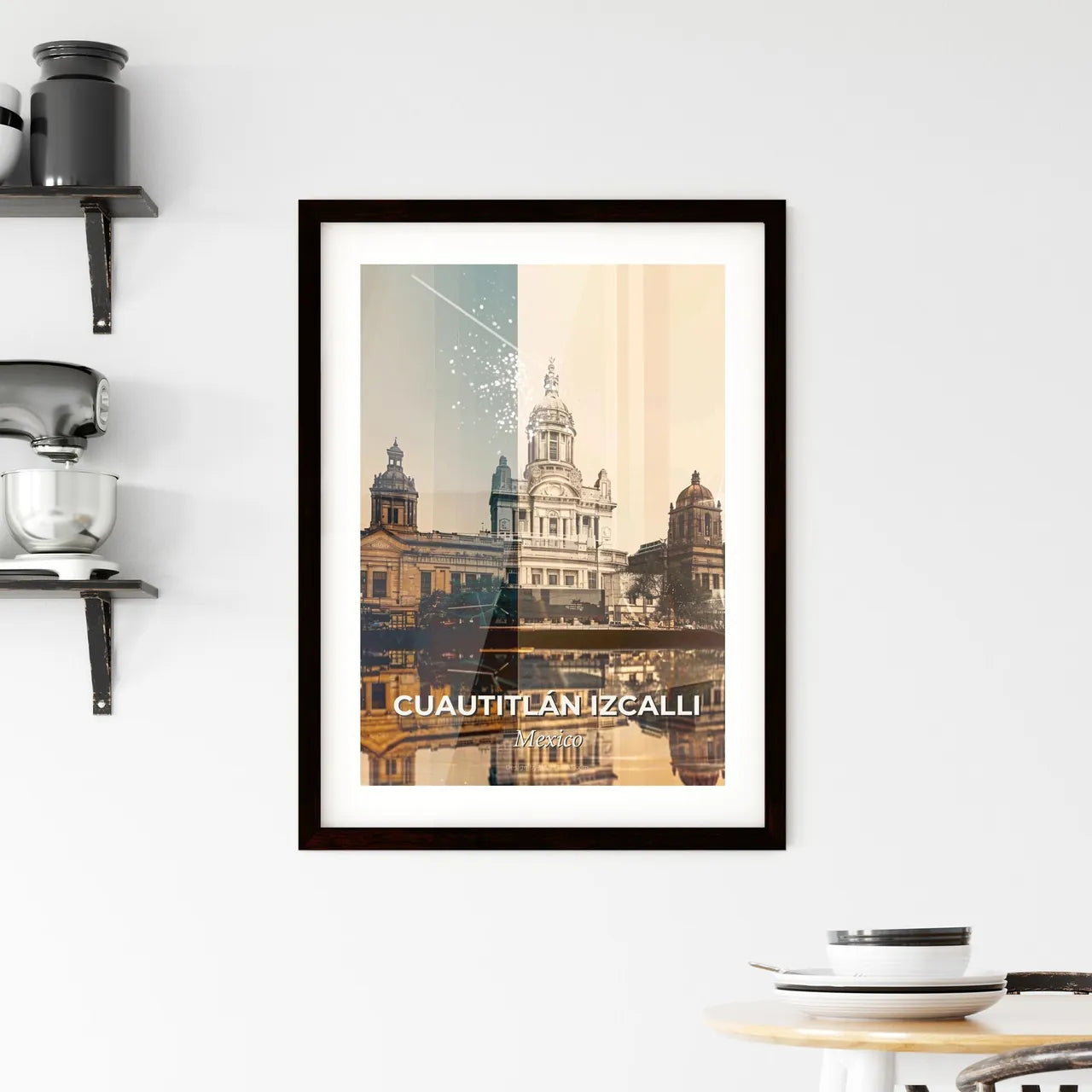 CuautitlÃ¡n Izcalli Mexico City Skyline Architecture Vintage Poster Framed Print