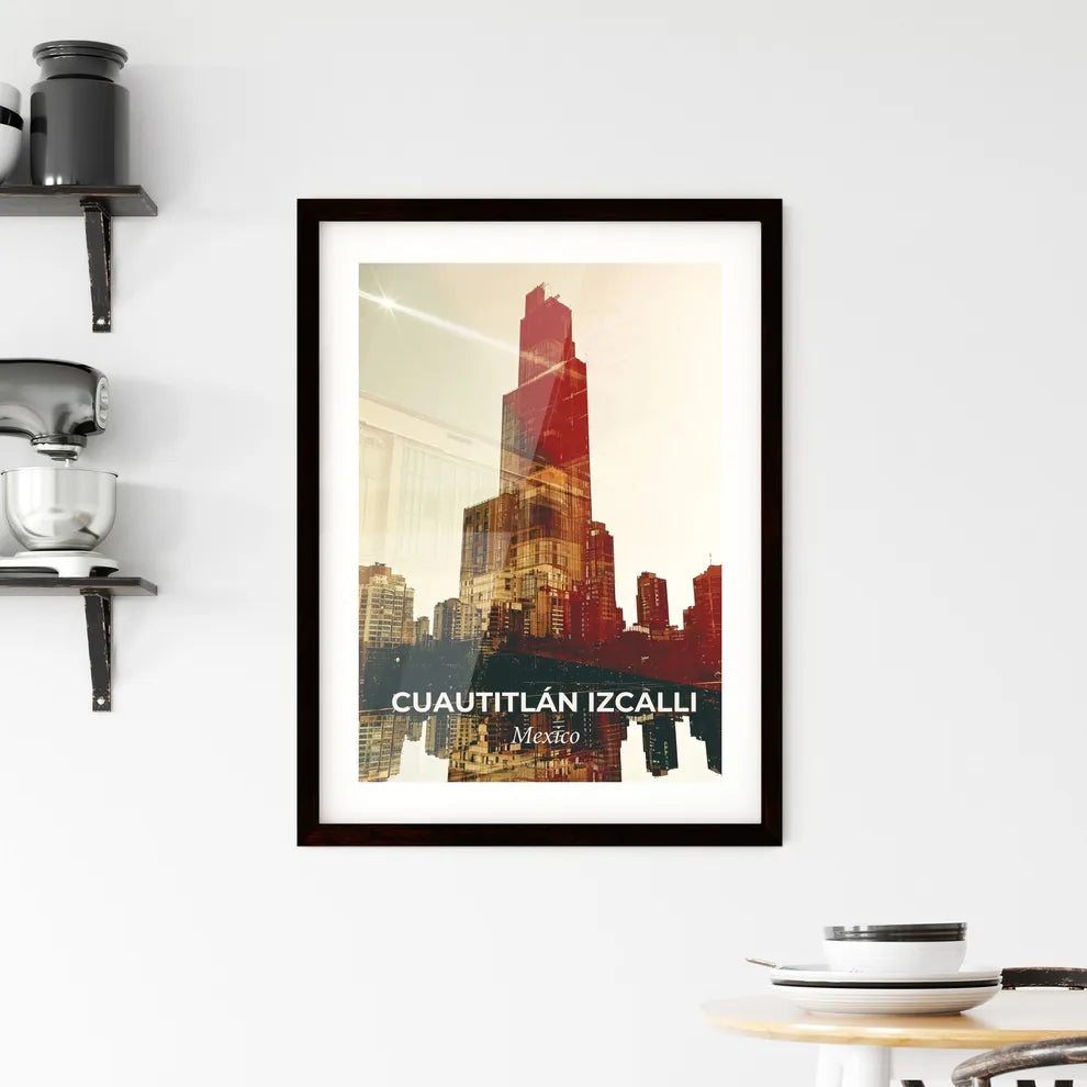 CuautitlÃ¡n Izcalli Skyline Composite Art Poster Framed Print