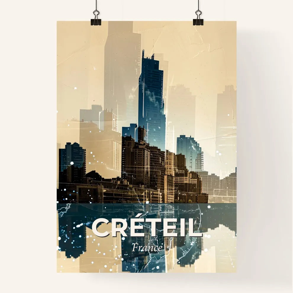 CrÃ©teil Cityscape Double Exposure Skyline Poster
