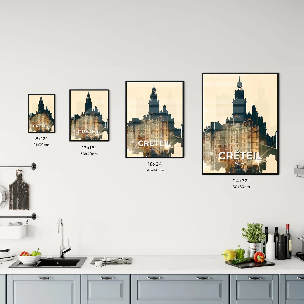 CrÃ©teil Skyline Silhouette Poster Office Art