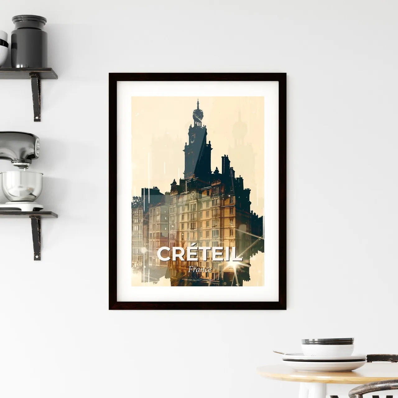 CrÃ©teil Skyline Silhouette Poster Framed Print