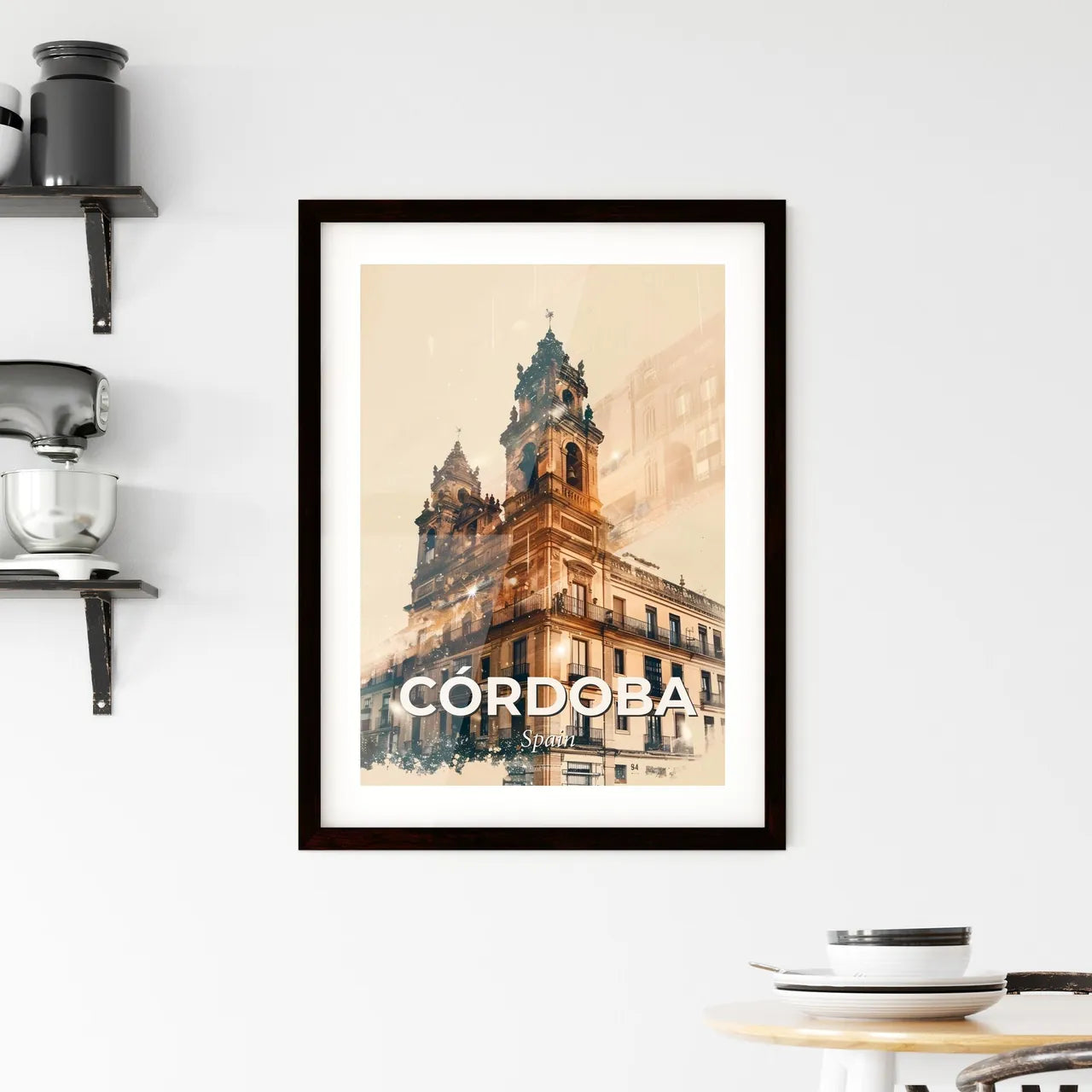 Cordoba Skyline Cityscape Double Exposure Art Framed Print
