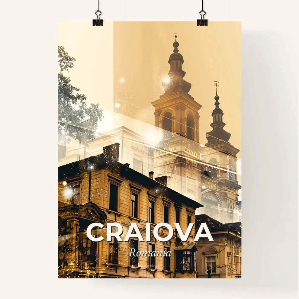 Craiova Skyline Night Lights Cityscape Poster Poster