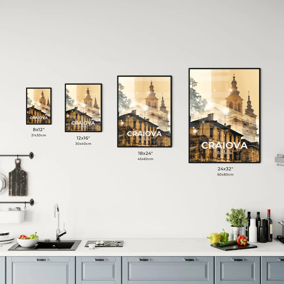 Craiova Skyline Night Lights Cityscape Poster Office Art