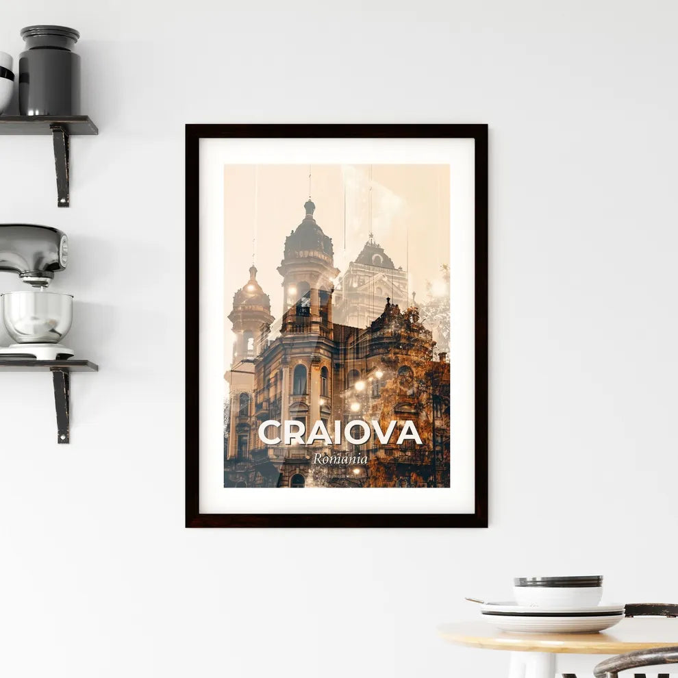 Craiova City Skyline Majestic Double Exposure Framed Print