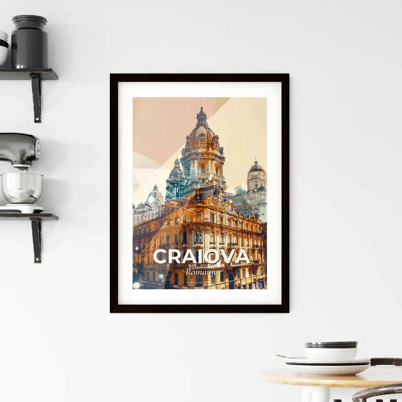 Craiova Skyline Local Colors Poster Art Framed Print