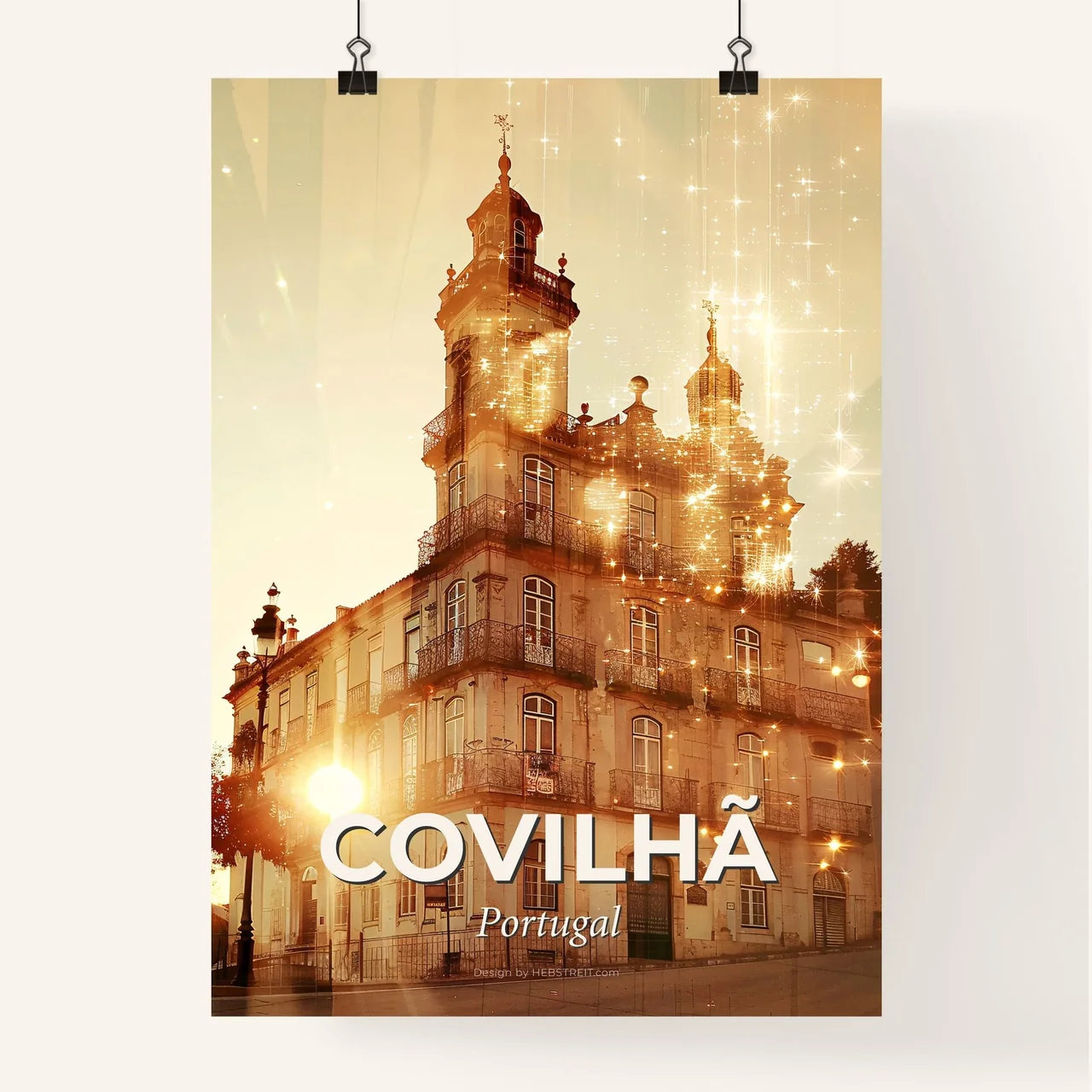 Covilhã Skyline Art: Double Exposure Cityscape Poster