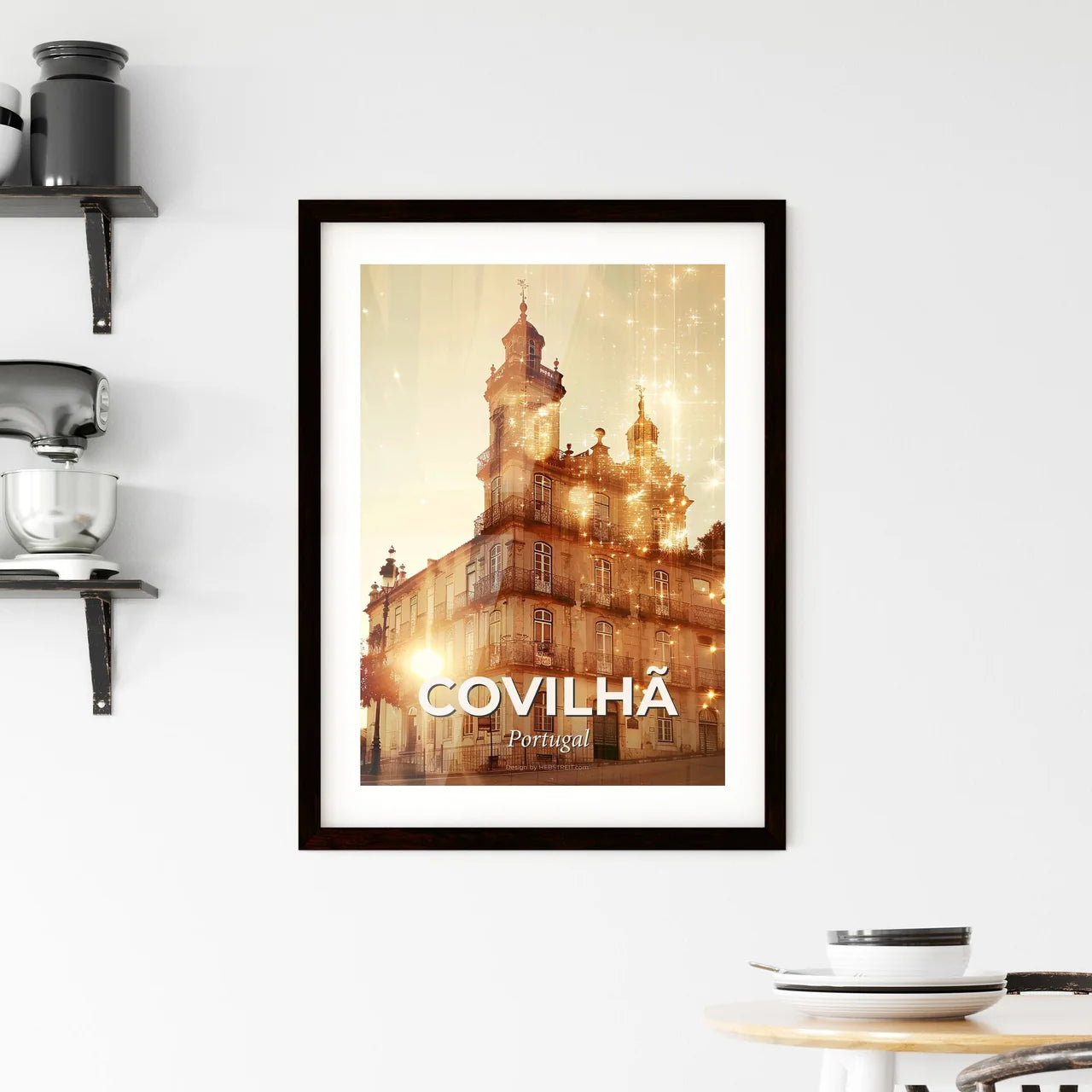 Covilhã Skyline Art: Double Exposure Cityscape Framed Print