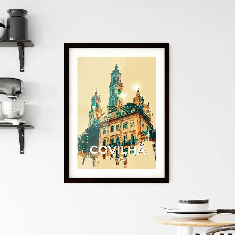 Covilhã Cityscape Skyline Composite Art Framed Print