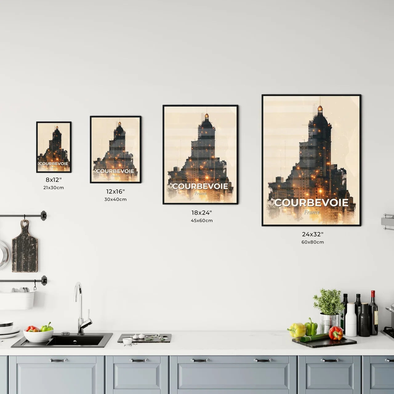 Courbevoie Skyline Double Exposure Composite Poster Art Office Art