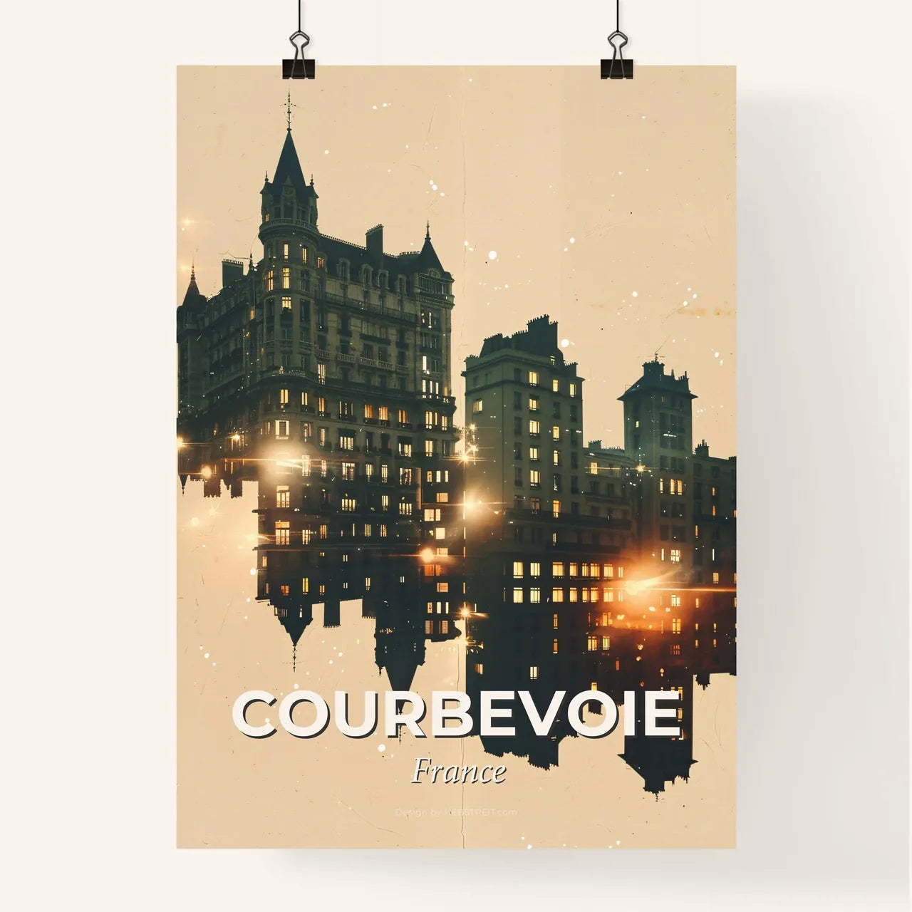 Courbevoie Skyline Composite Art Poster Poster