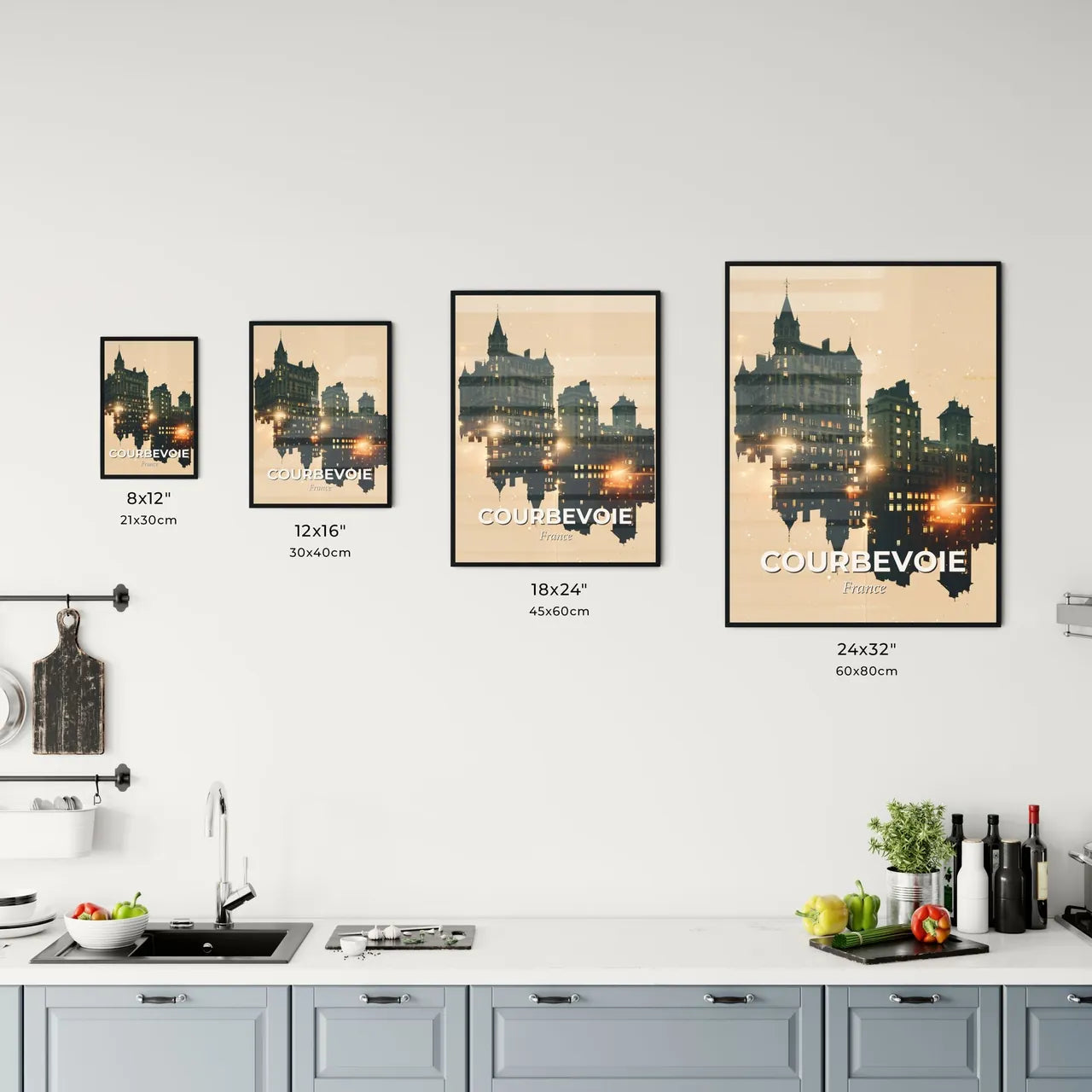 Courbevoie Skyline Composite Art Poster Office Art