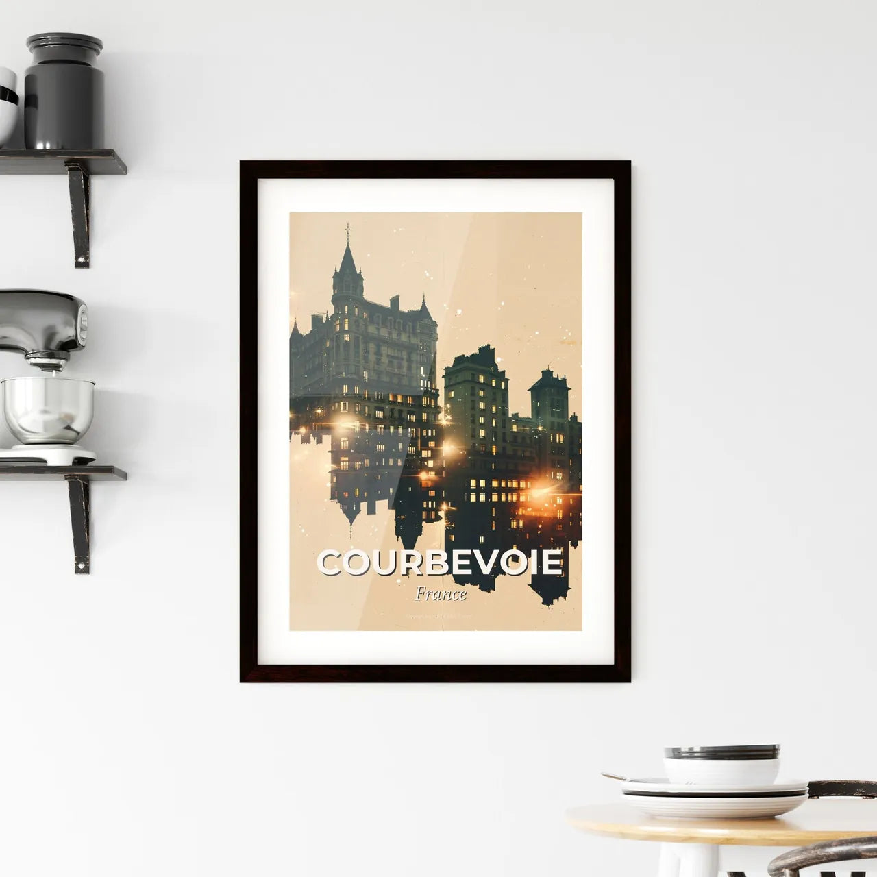 Courbevoie Skyline Composite Art Poster Framed Print