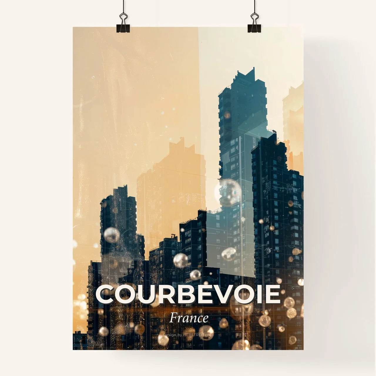 Courbevoie Double Exposure Skyline Composite Art Poster Poster