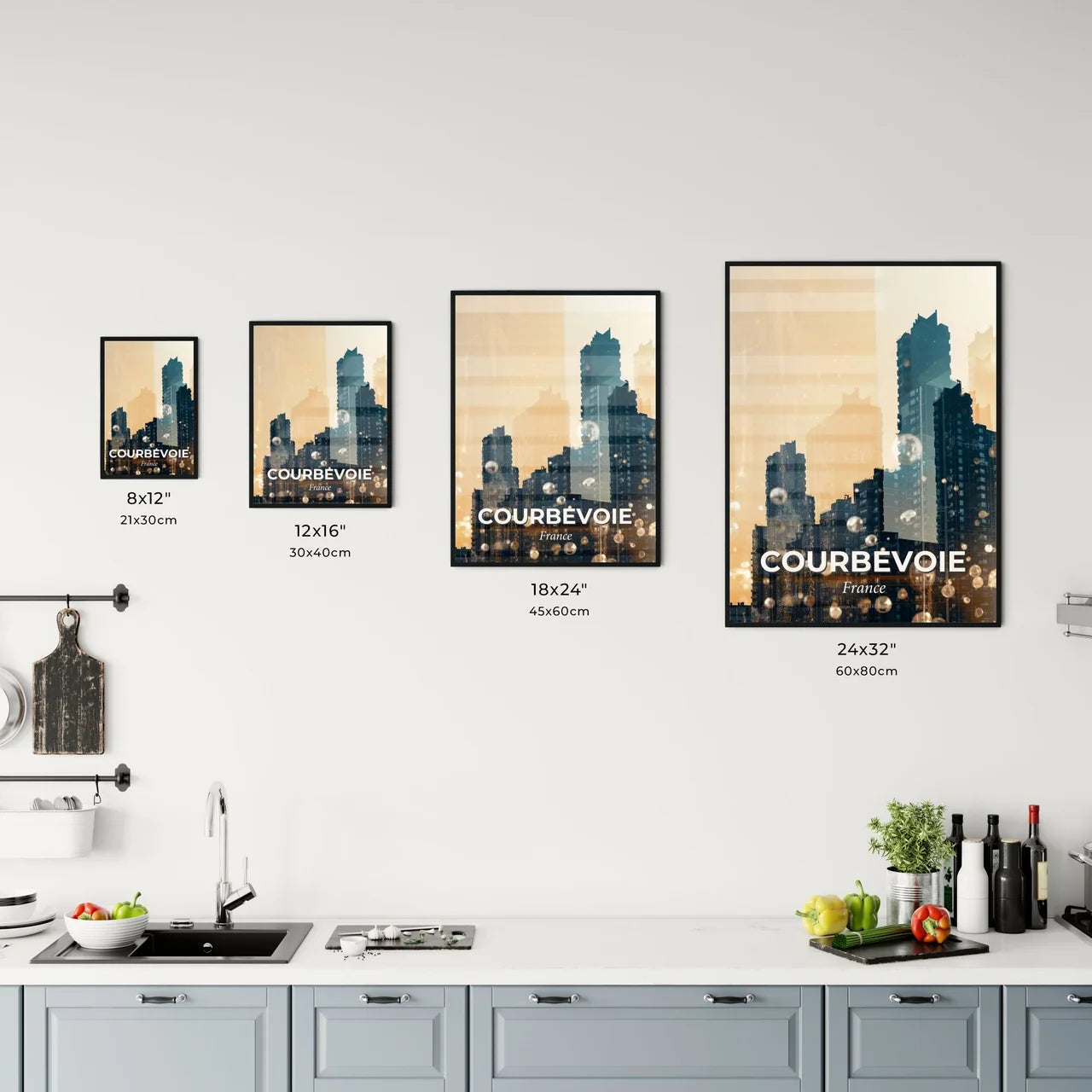 Courbevoie Double Exposure Skyline Composite Art Poster Office Art