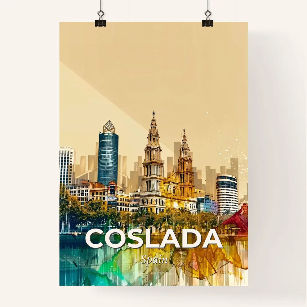 Coslada City Skyline Double Exposure Wall Art Poster