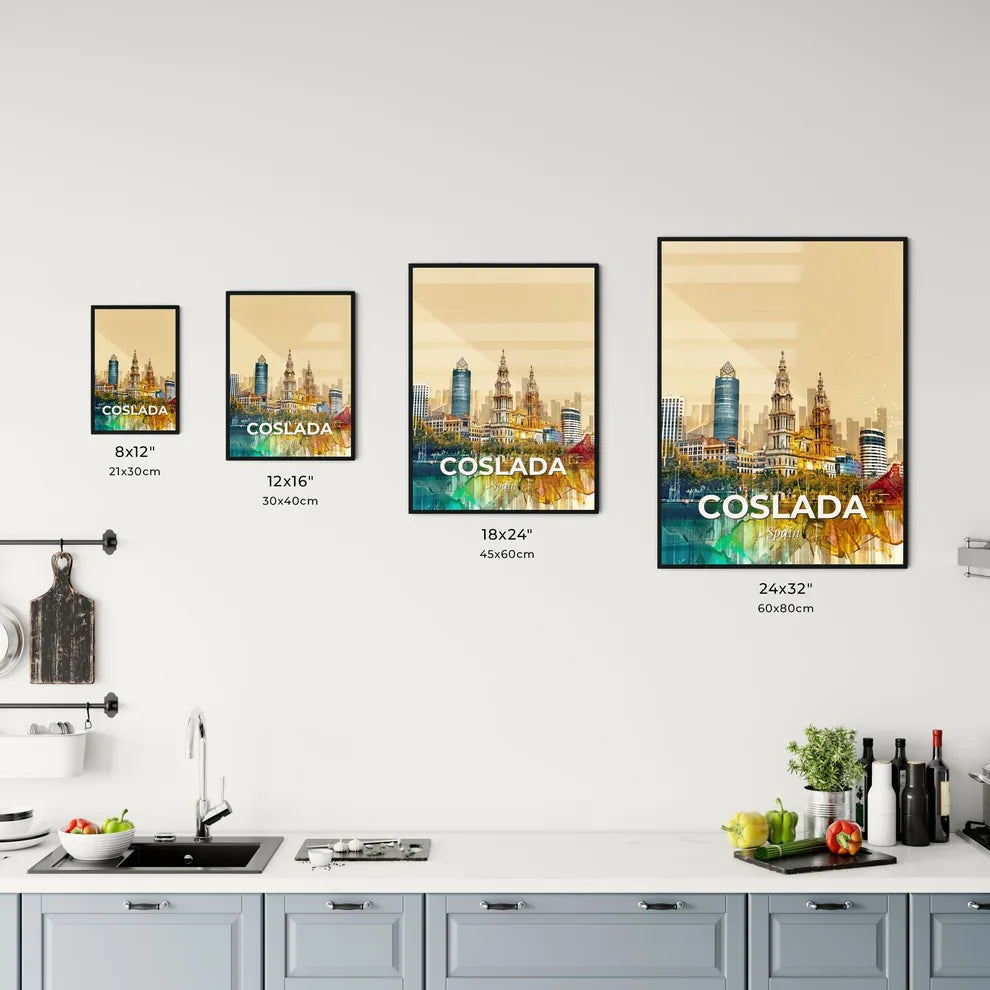 Coslada City Skyline Double Exposure Wall Art Office Art