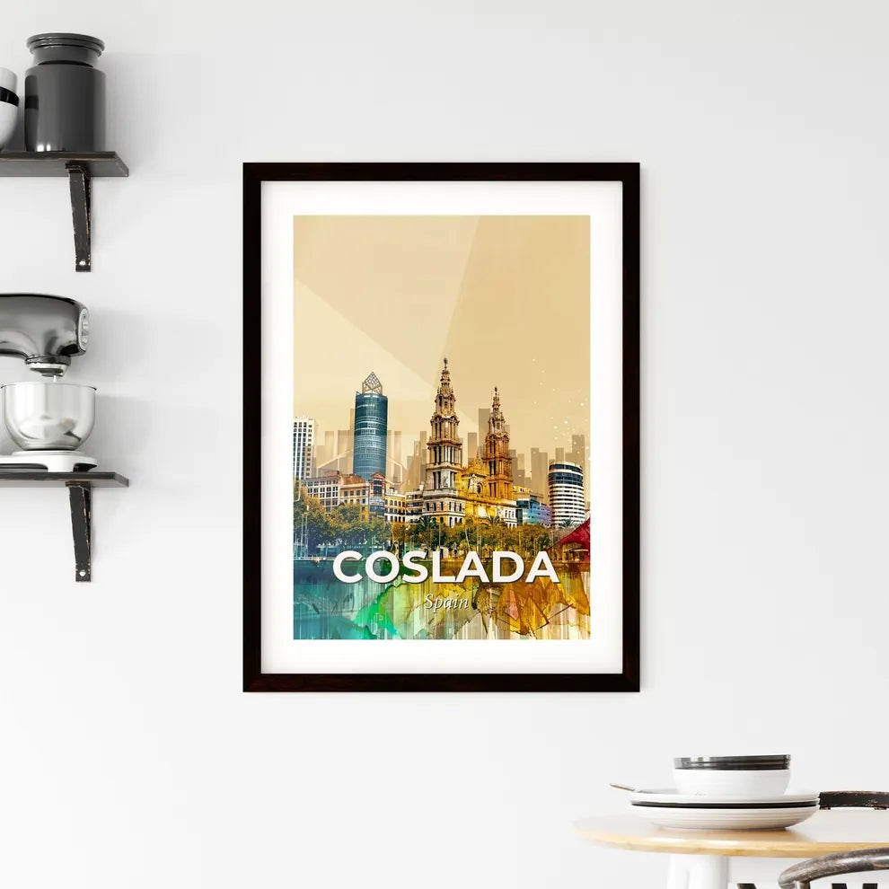 Coslada City Skyline Double Exposure Wall Art Framed Print
