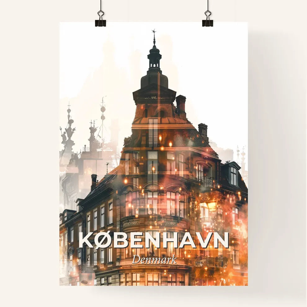 Copenhagen Double Exposure Skyline Poster Art Poster