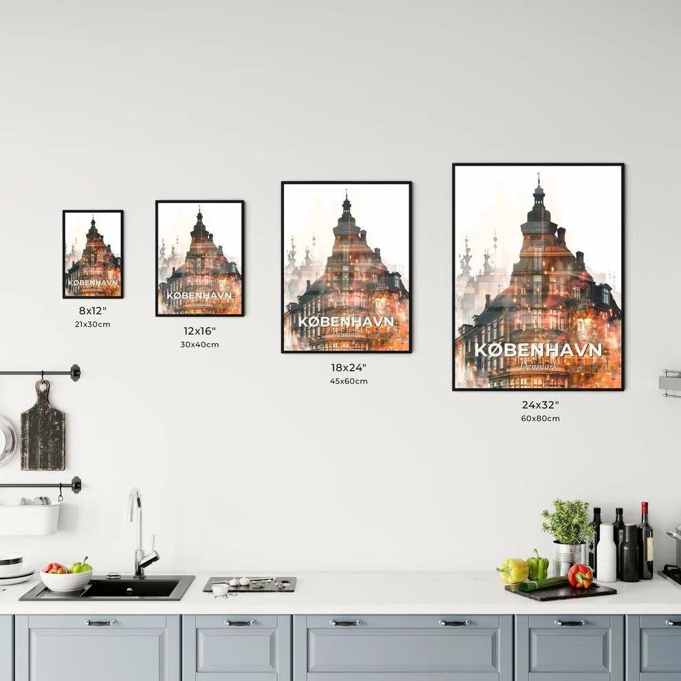 Copenhagen Double Exposure Skyline Poster Art Office Art