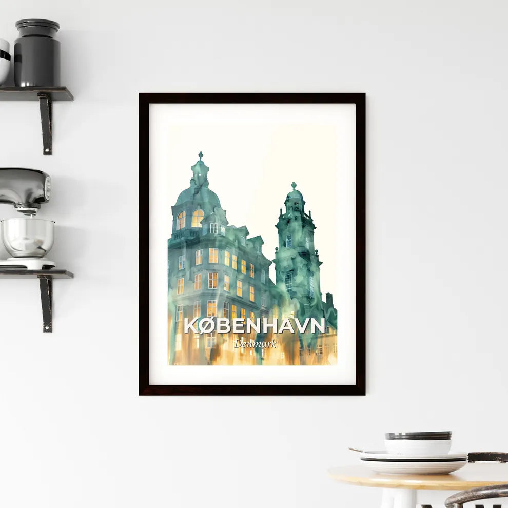 Copenhagen Skyline City Composite Art Poster Framed Print