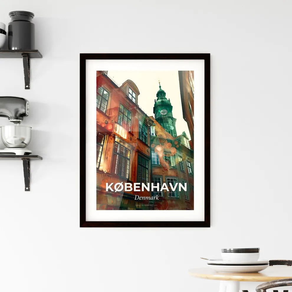 Copenhagen Skyline Silhouette Composite Artwork Framed Print