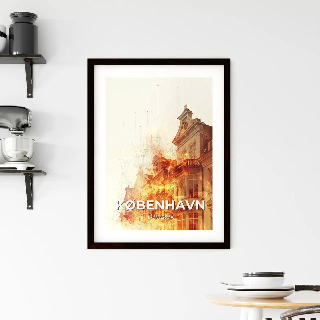Copenhagen Skyline: Iconic Silhouette Poster Framed Print