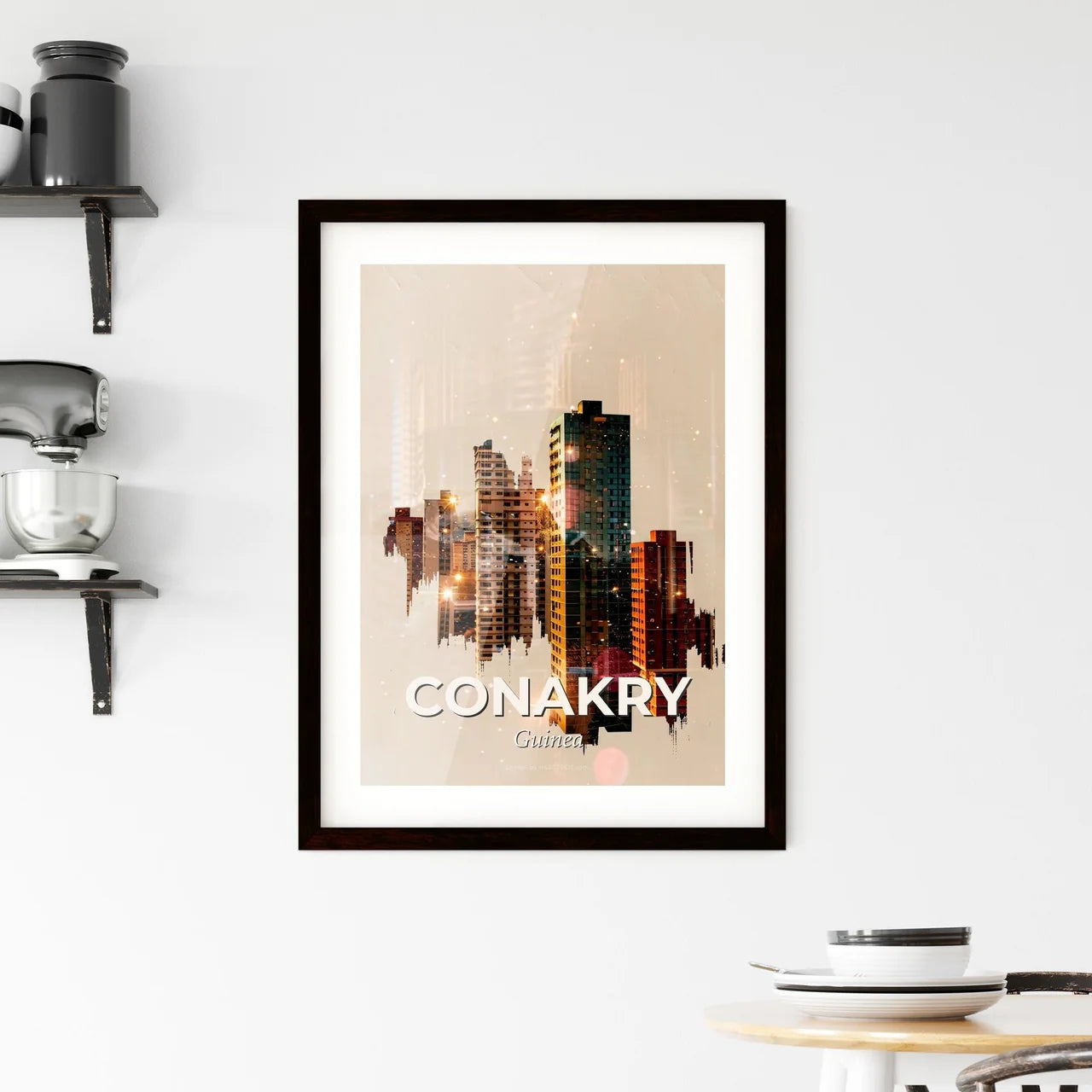 Conakry Guinea Skyline Composite Art Poster Framed Print