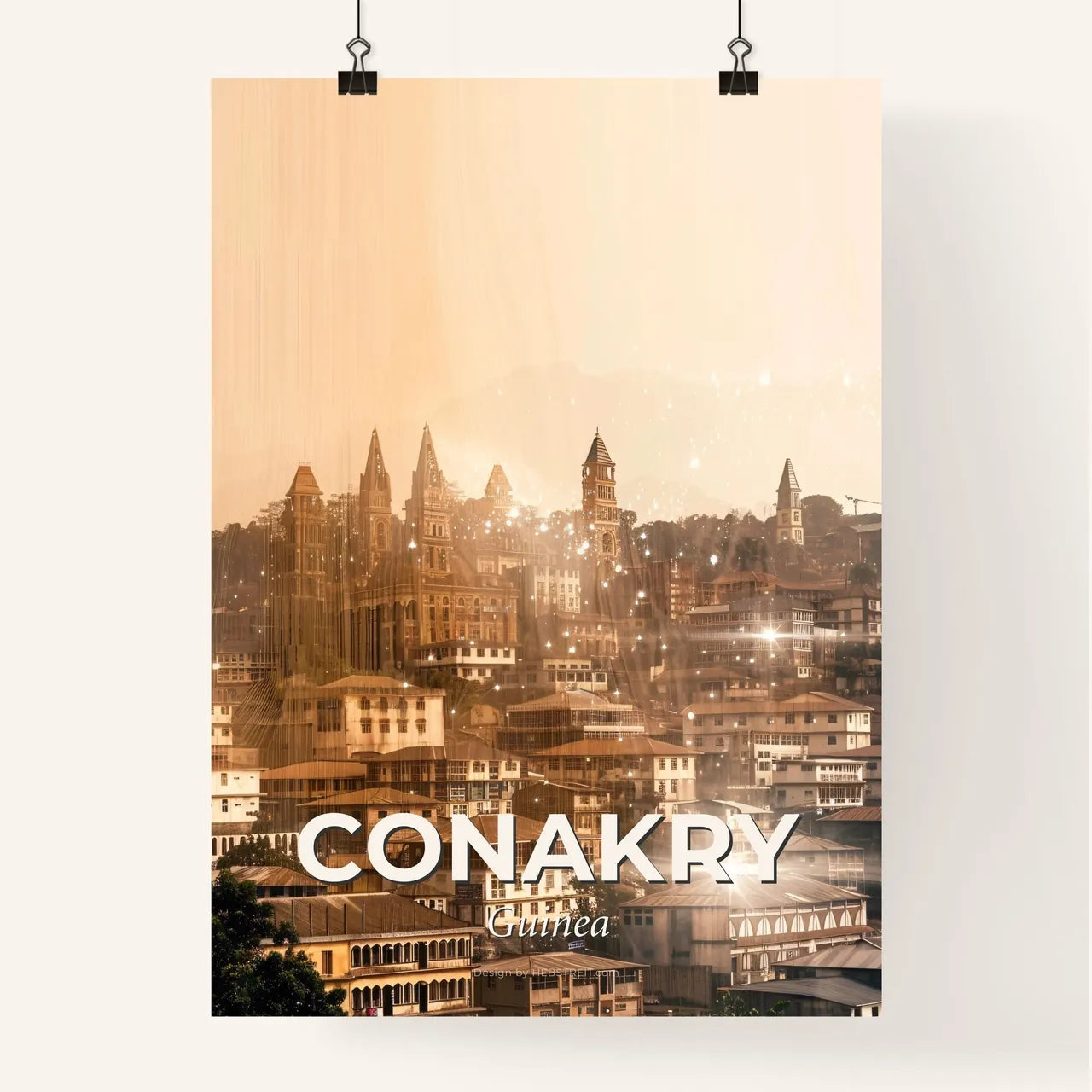 Conakry: Double Exposure City Icon Skyline Art Poster