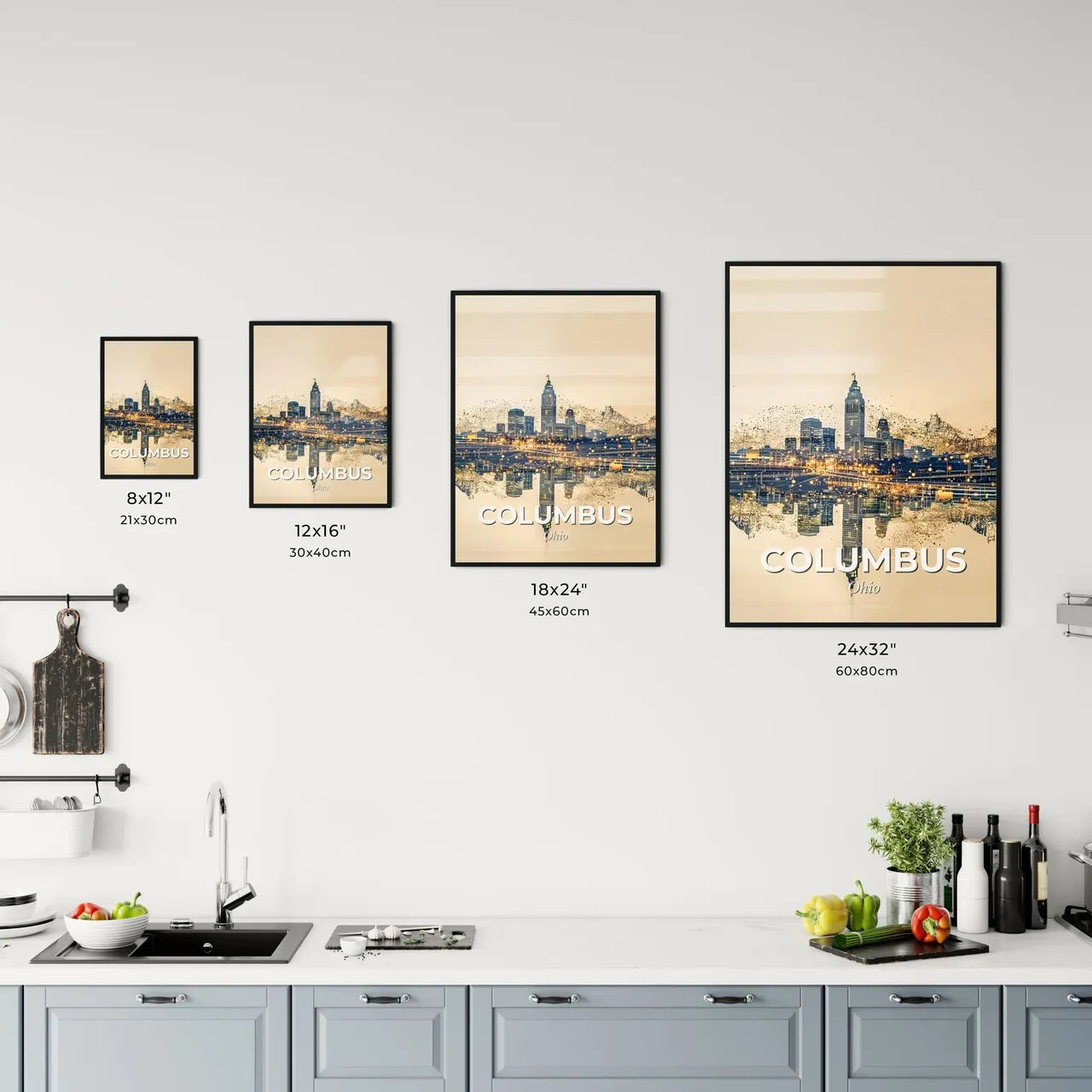 Columbus Skyline Composite Art Poster Office Art