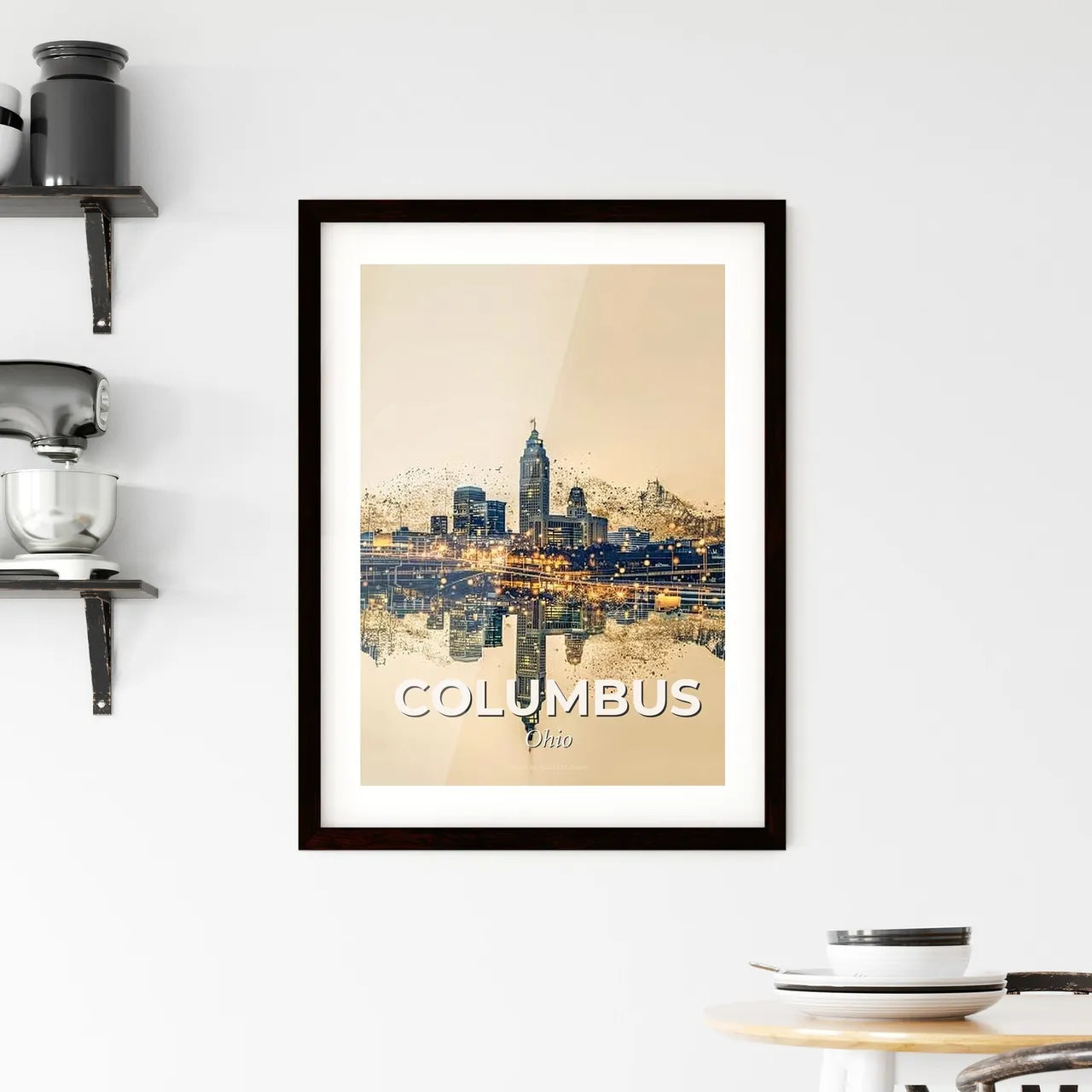 Columbus Skyline Composite Art Poster Framed Print