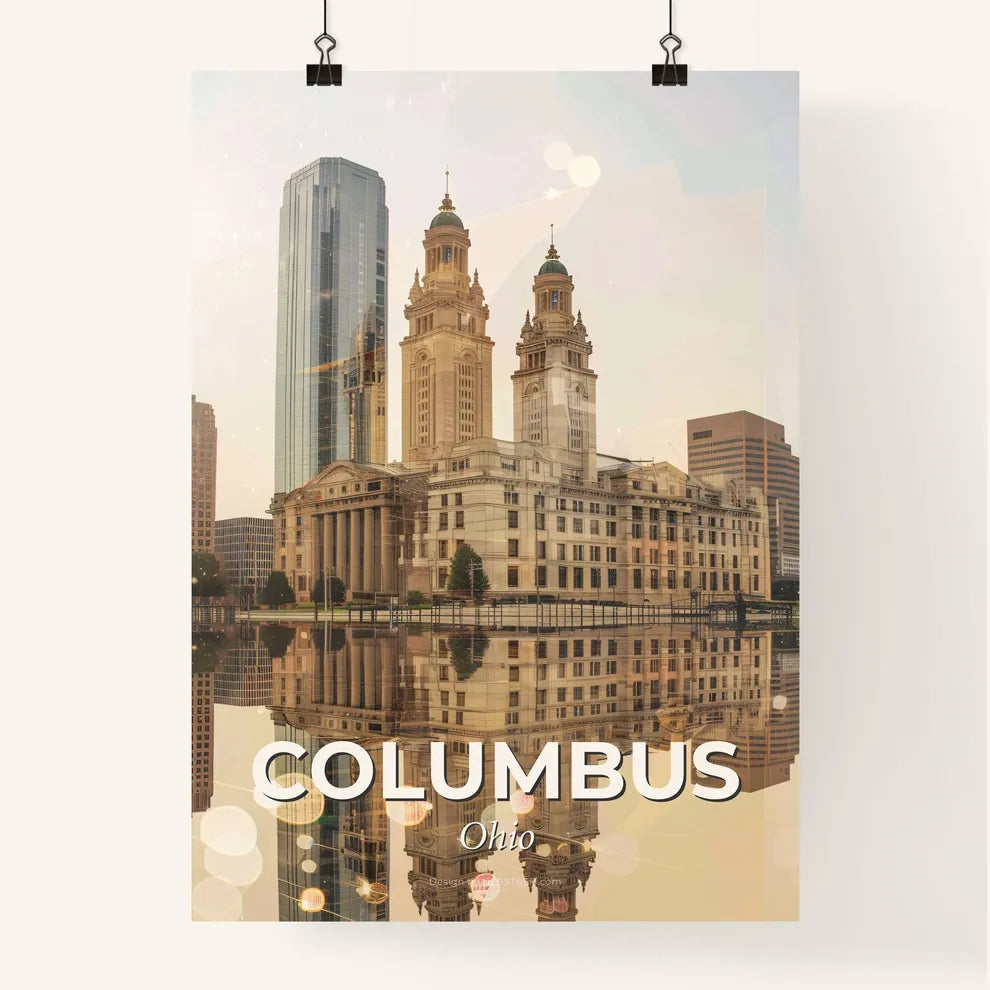 Columbus Skyline Iconic Sparkles City Poster Poster