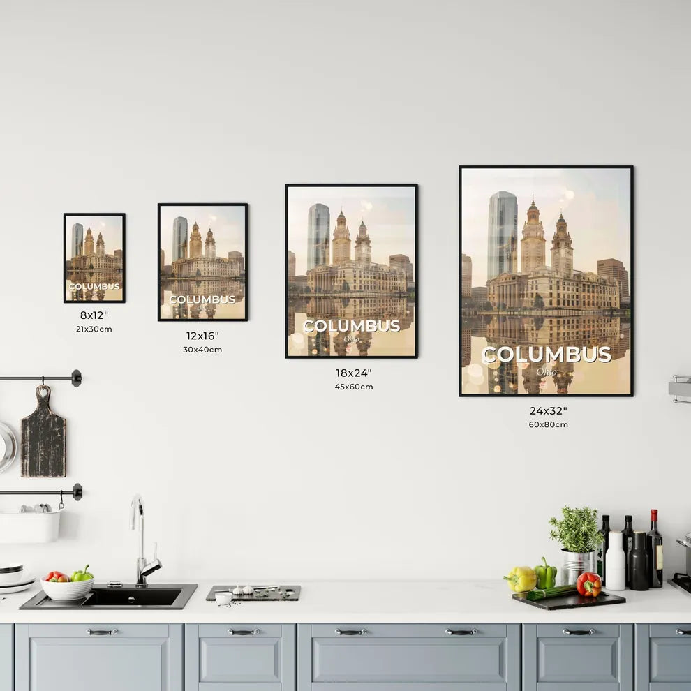 Columbus Skyline Iconic Sparkles City Poster Office Art