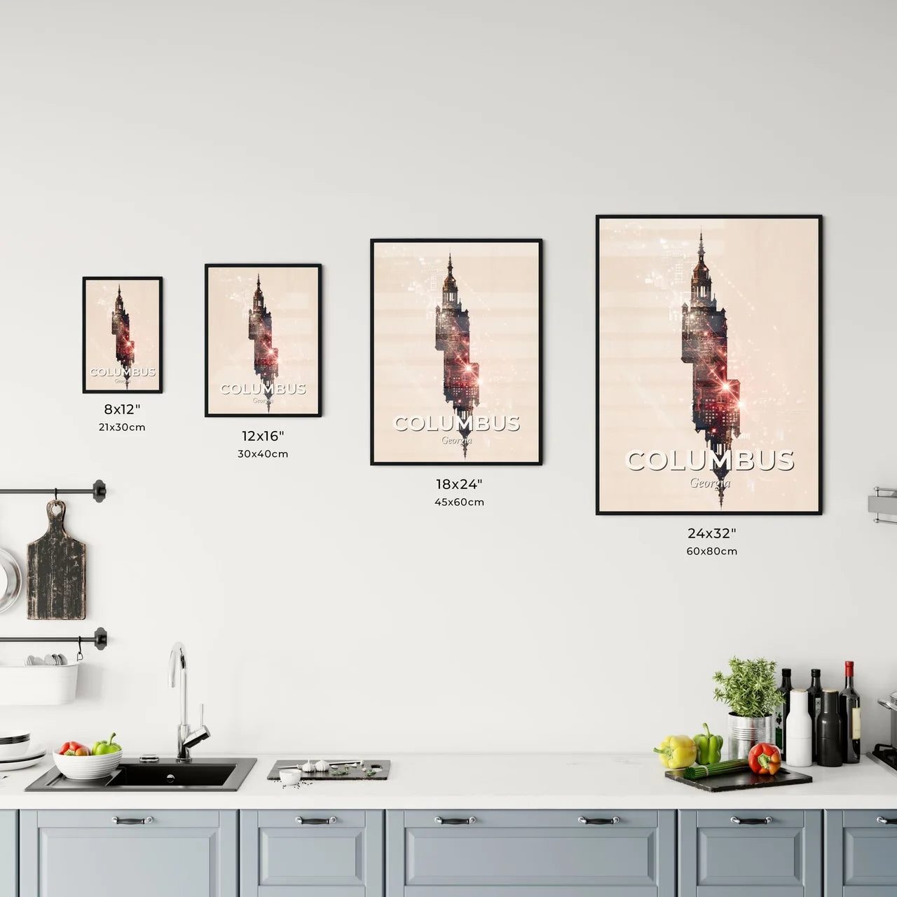 Columbus Georgia City Skyline Double Exposure Office Art