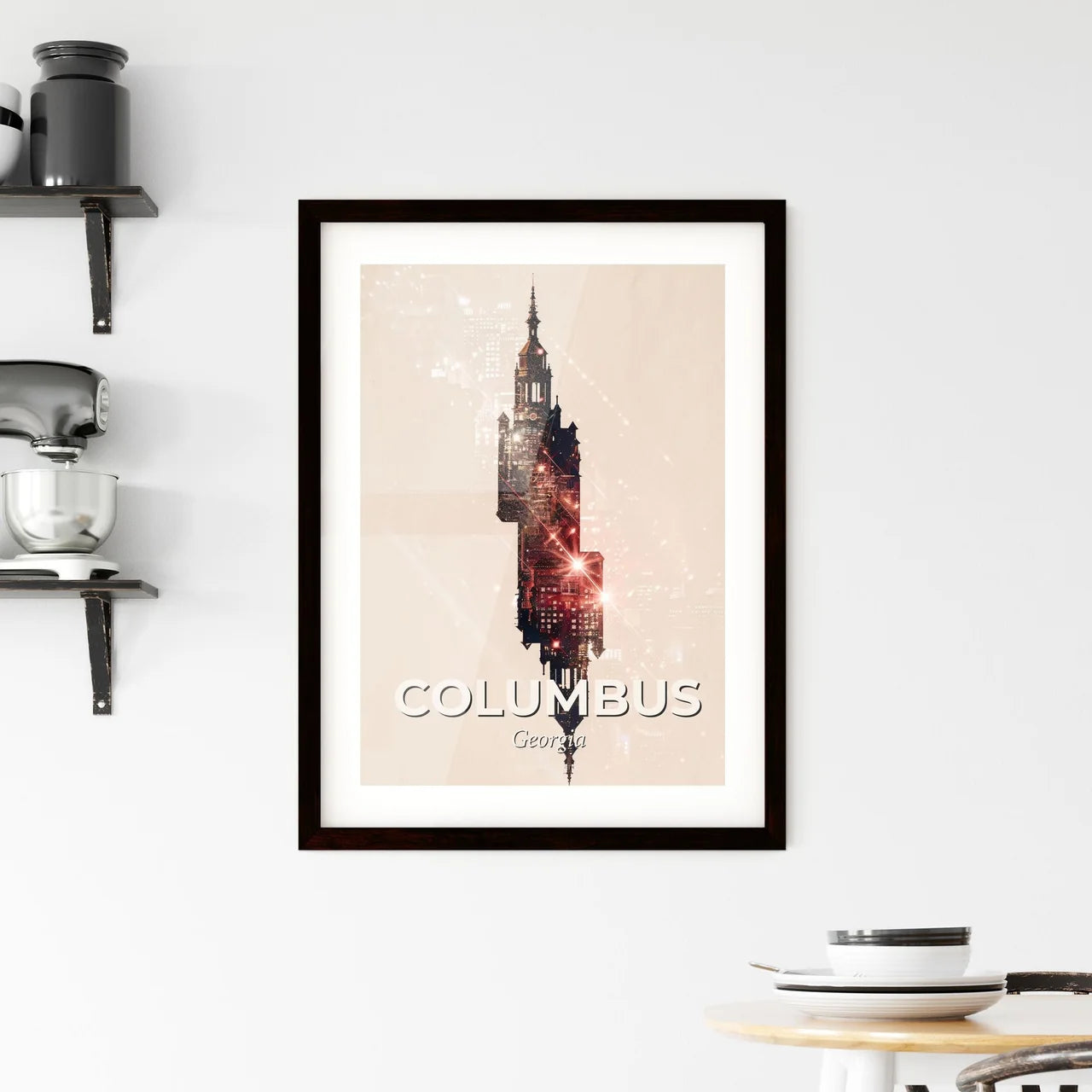 Columbus Georgia City Skyline Double Exposure Framed Print