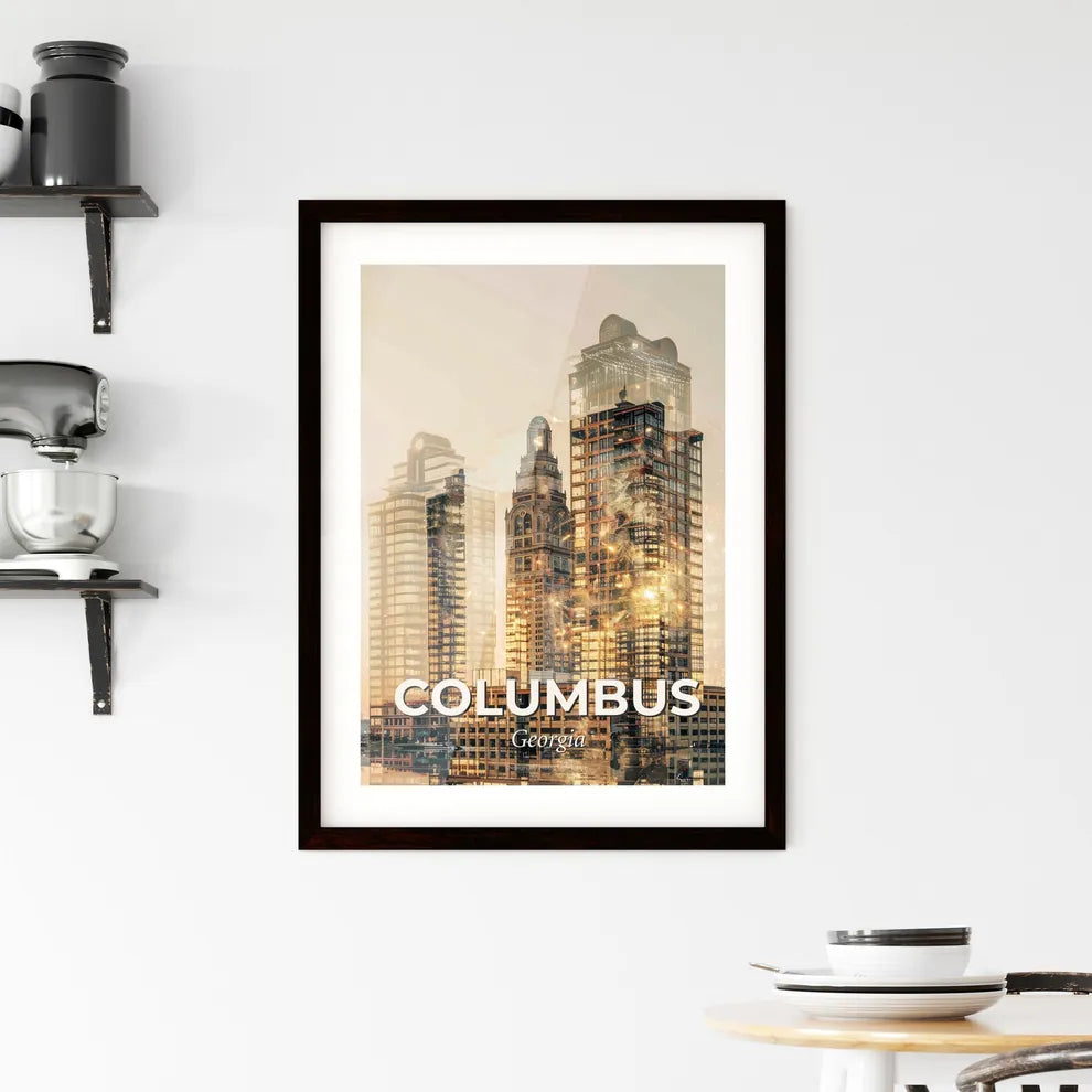 Columbus City Art Skyline Composite Poster Framed Print