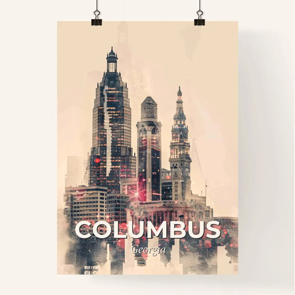 Columbus Georgia City Skyline Artwork Poster