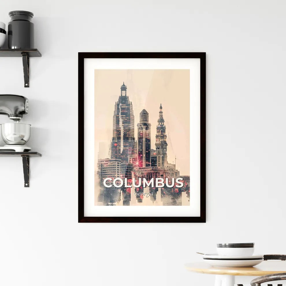 Columbus Georgia City Skyline Artwork Framed Print