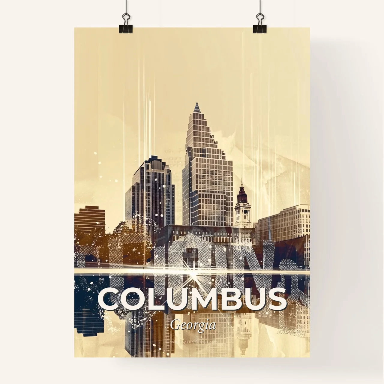 Columbus Skyline Cityscape Art Composite Poster Poster