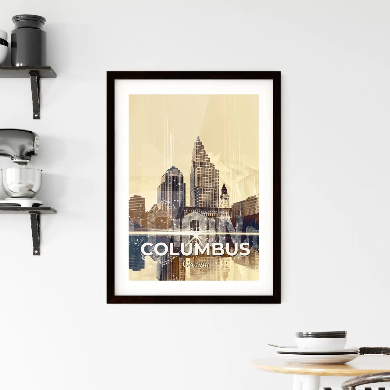 Columbus Skyline Cityscape Art Composite Poster Framed Print