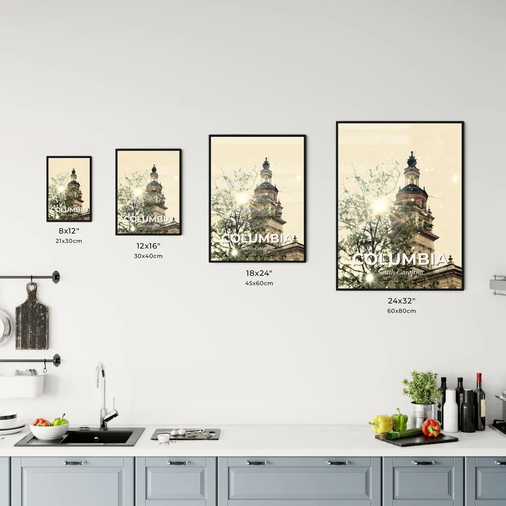 Columbia City Icons Double Exposure Art Poster Office Art