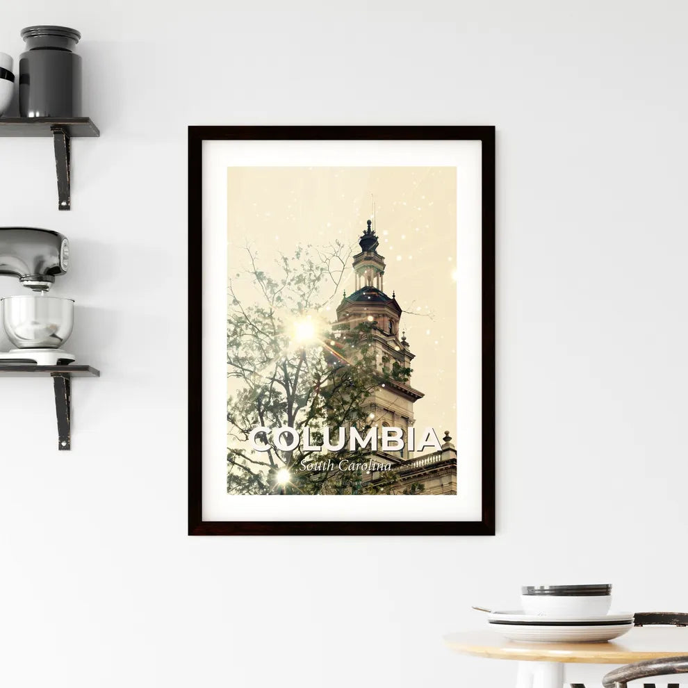 Columbia City Icons Double Exposure Art Poster Framed Print