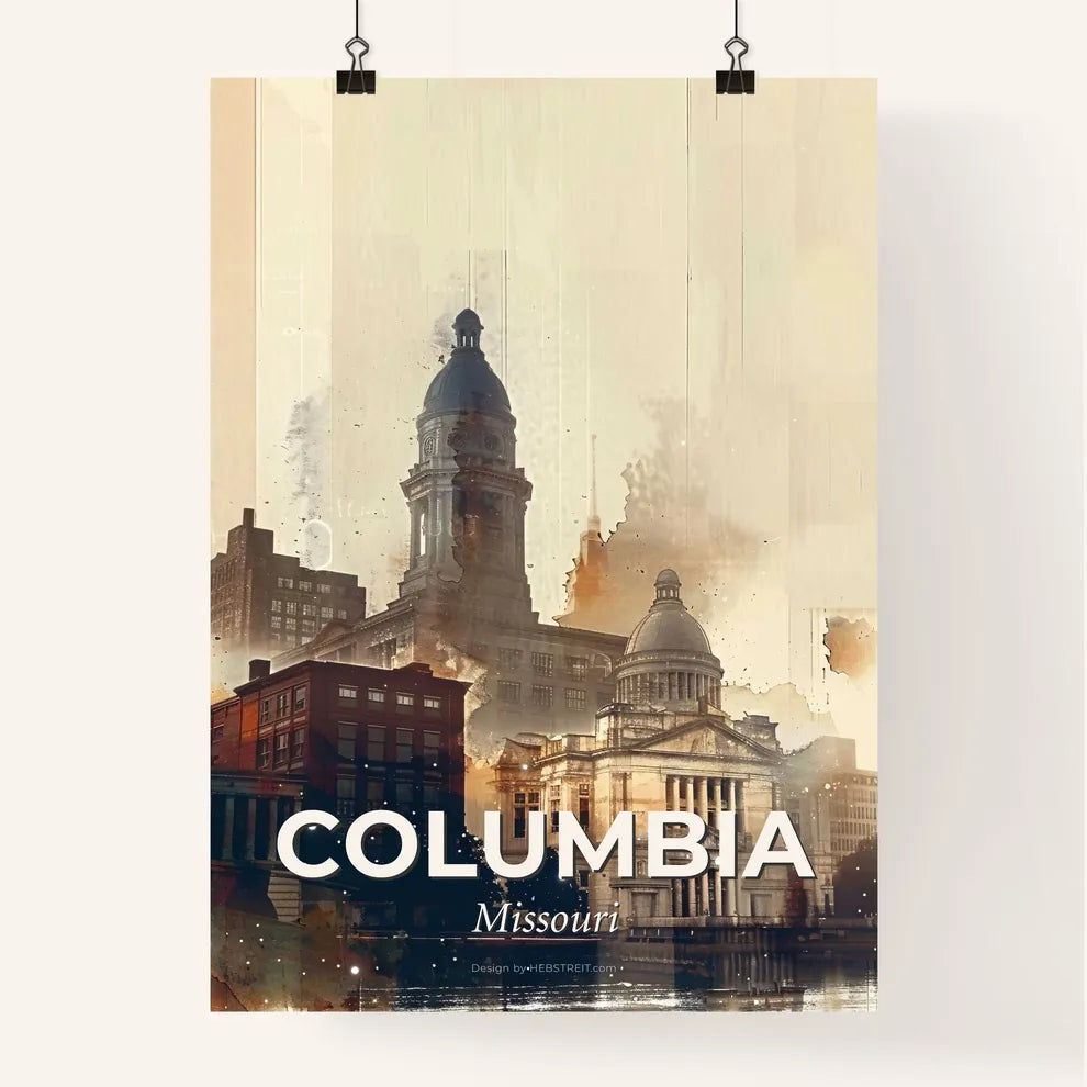 Columbia Skyline Print with City Architecture Icons Poster
